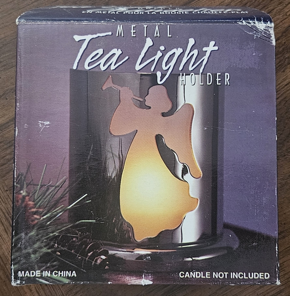 Metal Tea Light Holder with Angel Design